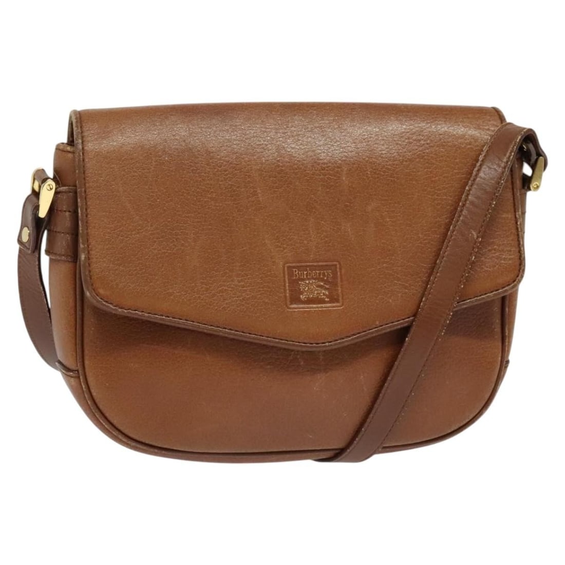 Burberrys Brown Leather Shoulder Bag with Gold Accents Auth 120806 (1 of 18)