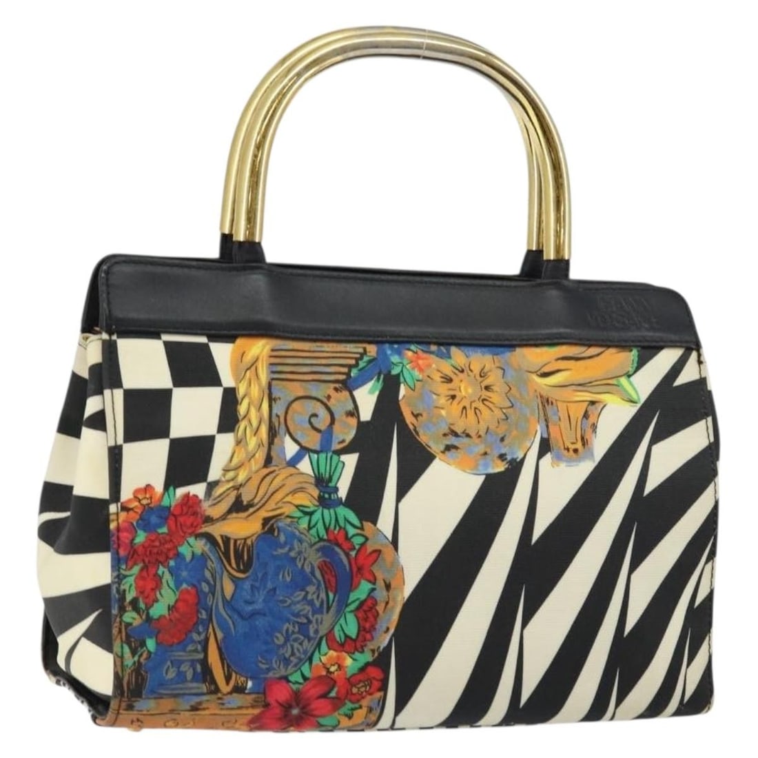 Gianni Versace Black Gold Canvas Hand Bag BA7043 Authentic (1 of 18)