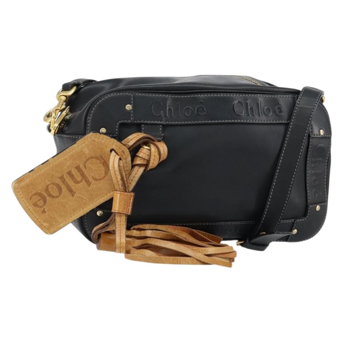 Chloe Eden 2way Shoulder Bag Black Gold Leather Auth AM9425: Chloe Eden 2way Shoulder Bag Black Gold Leather Auth AM9425 Introducing the Chloe Eden Shoulder Bag, a sophisticated accessory crafted from premium leather in a striking black and gold color combinati