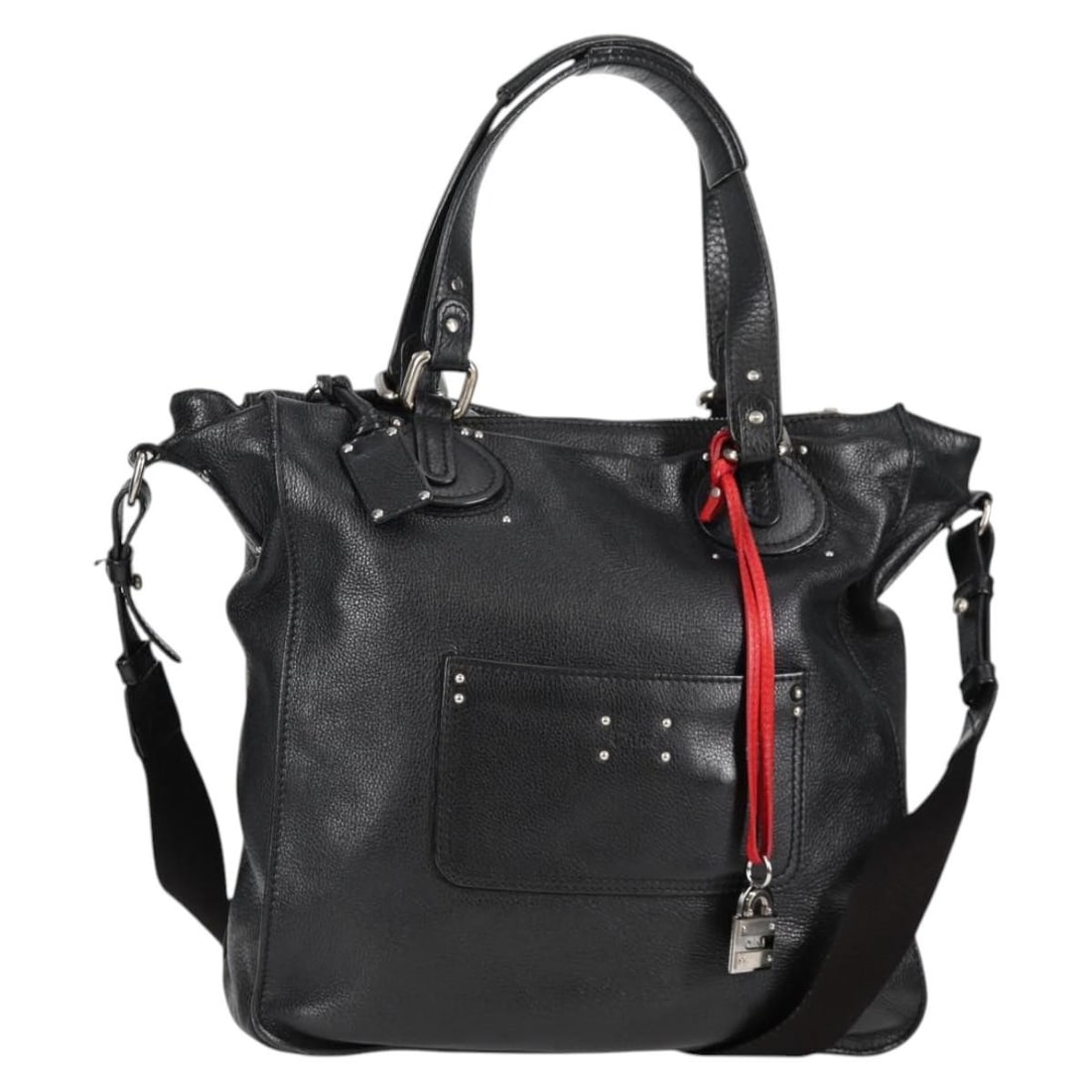 Chloe Leather Tote Bag Black Silver Made in France Authentic: Chloe Leather Tote Bag Black Silver Made in France Authentic Elevate your style with this authentic Chloe Tote Bag, beautifully crafted from premium leather in a classic black and silver color combina