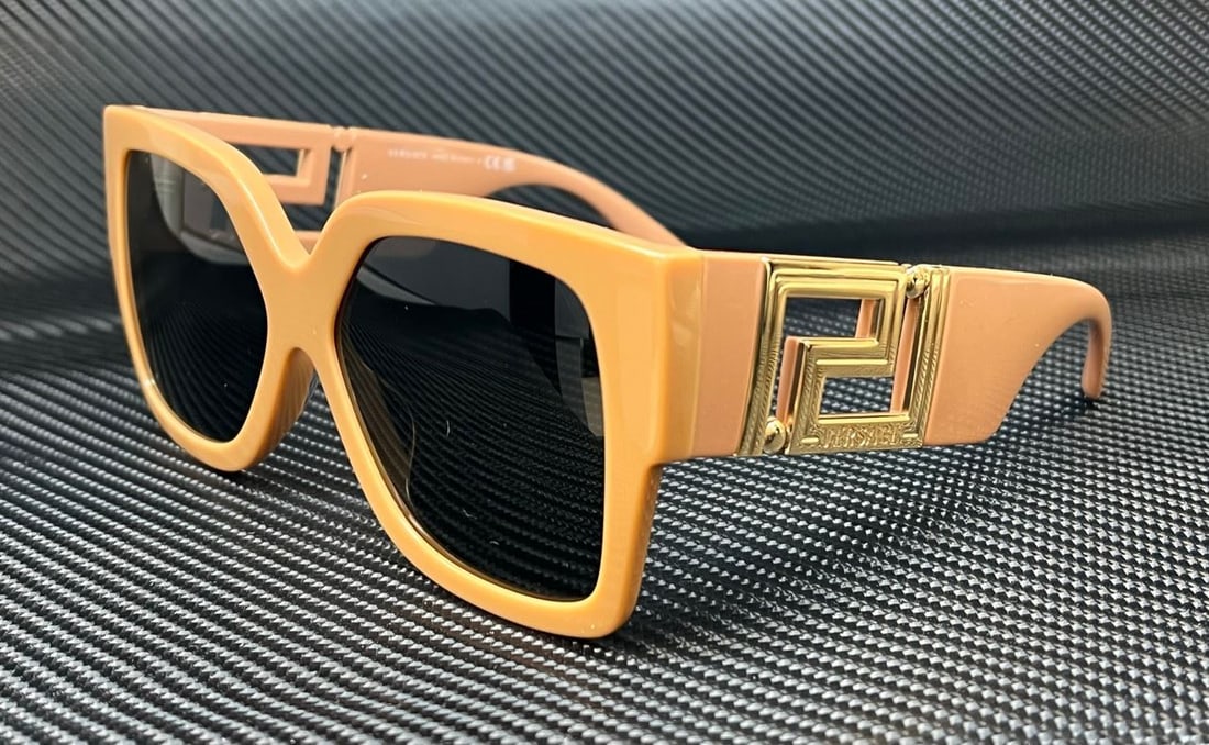 Versace VE4402 534987 Light Brown Sand Grey Sunglasses with Box: Versace VE4402 534987 Light Brown Sand Grey Sunglasses with Box Elevate your accessory game with these Versace VE4402 sunglasses. Featuring a stylish light brown sand frame complemented by grey lenses