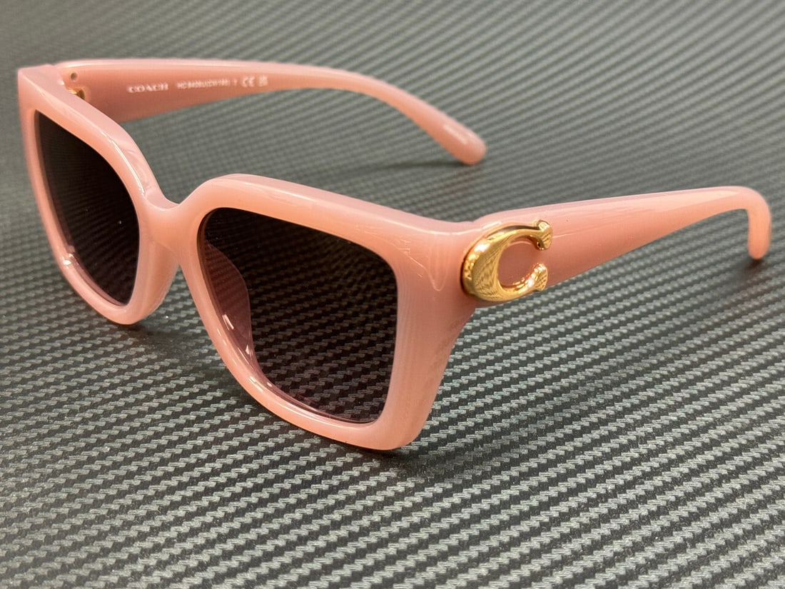 COACH HC8408U 583914 Pink Gradient 55mm Women's Sunglasses with Authenticity: COACH HC8408U 583914 Pink Gradient 55mm Women's Sunglasses with Authenticity Experience luxury and style with these COACH HC8408U 583914 women's sunglasses. Featuring a fashionable pink frame and pink