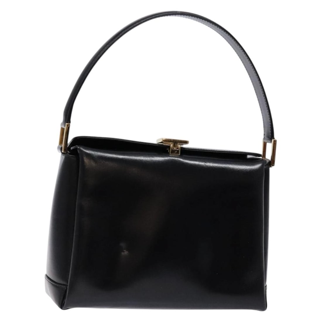 GUCCI Leather Hand Bag Black Gold 000 1448 1269 Italy Auth (1 of 18)