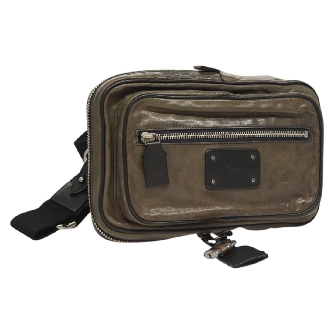 Chloe Khaki Silver Leather Body Bag Made in Italy: Chloe Khaki Silver Leather Body Bag Made in Italy This Chloe Body Bag is crafted from high-quality leather in a stylish khaki and silver color combination. The bag measures approximately 9.1 inches (2