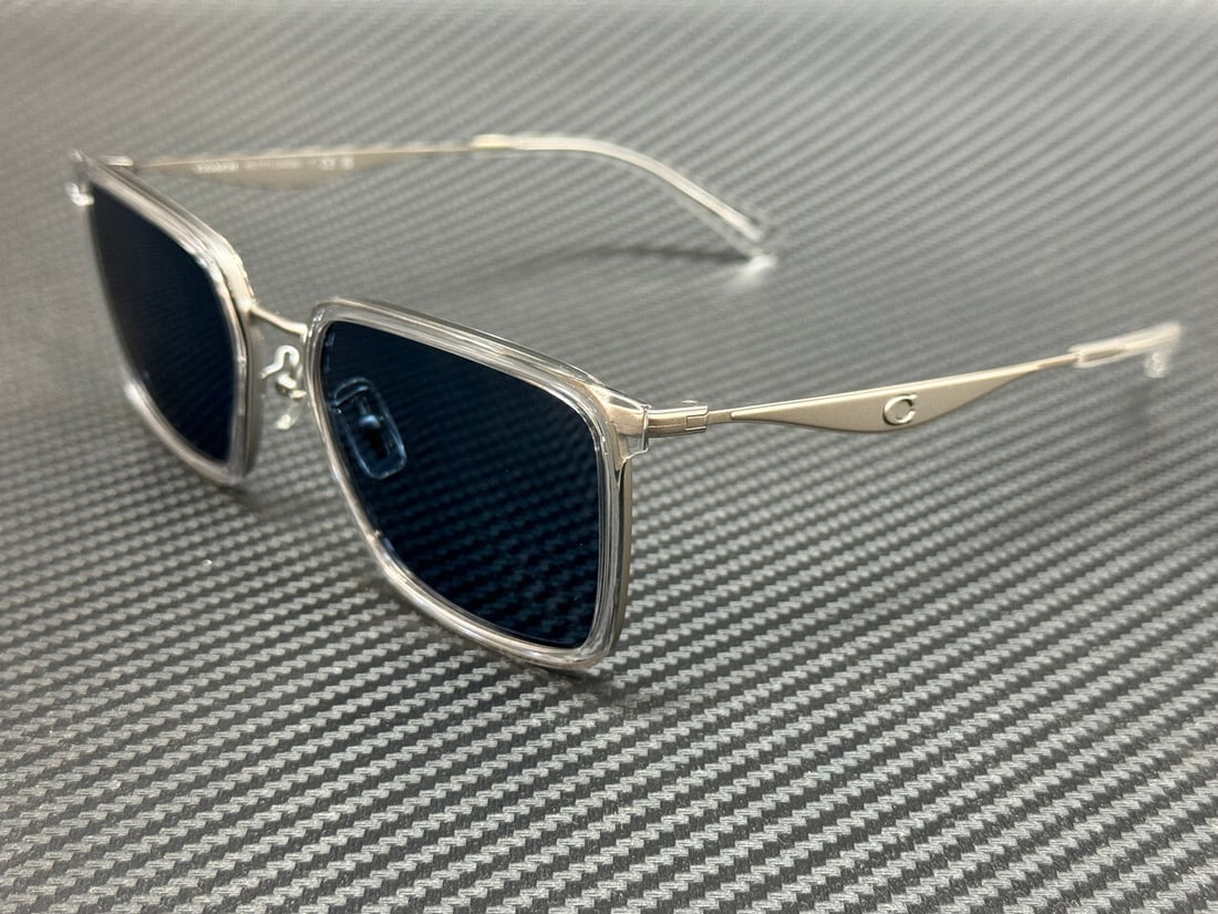 COACH HC7171 945580 Transparent Silver Blue Sunglasses with Authenticity Certificate: COACH HC7171 945580 Transparent Silver Blue Sunglasses with Authenticity Certificate Elevate your style with these COACH HC7171 945580 sunglasses, featuring a contemporary transparent silver frame and