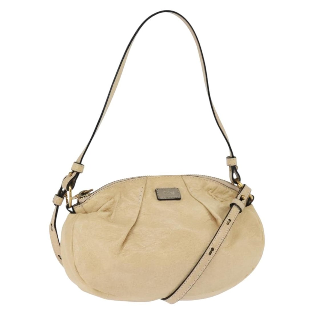 Chloe Beige Gold Leather 2-Way Hand Bag Authentic BA7370: Chloe Beige Gold Leather 2-Way Hand Bag Authentic BA7370 This authentic Chloe hand bag is a stylish accessory crafted from high-quality leather, featuring a chic beige and gold color combination. Made