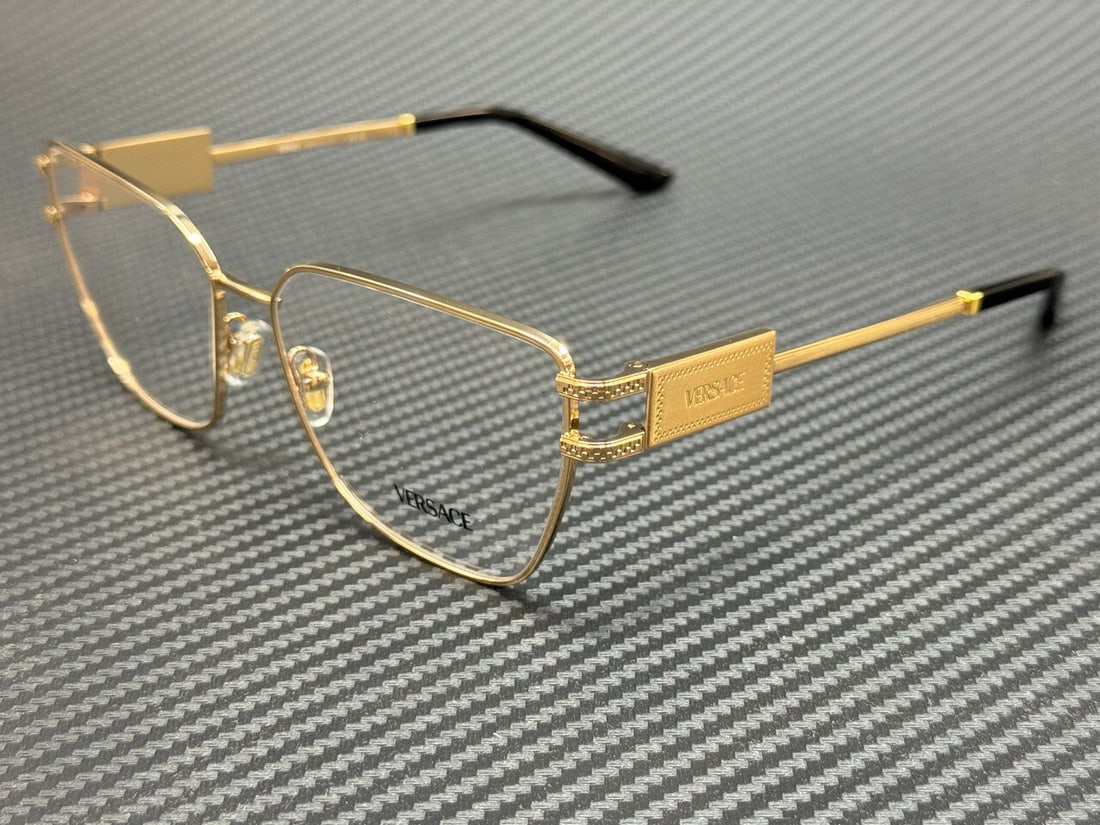 Versace VE1301 1002 Gold Women's Eyeglasses with Authenticity Certificate: Versace VE1301 1002 Gold Women's Eyeglasses with Authenticity Certificate Elevate your eyewear collection with these stunning Versace VE1301 1002 eyeglasses. Crafted with a luxurious gold frame, these