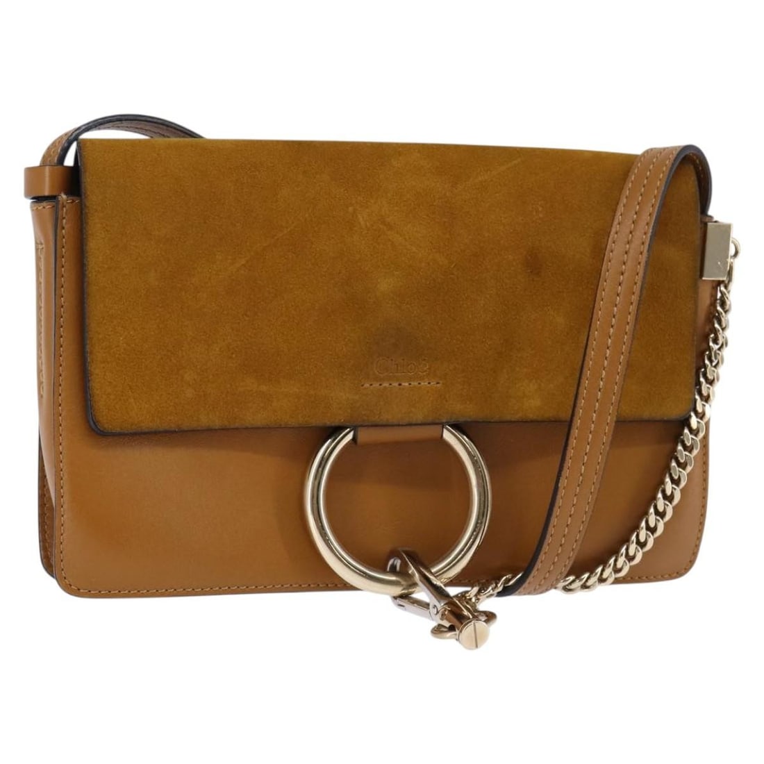 Chloe Fay Beige Suede Leather Shoulder Bag Gold Accents BA5749: Chloe Fay Beige Suede Leather Shoulder Bag Gold Accents BA5749 This Chloe Fay Shoulder Bag is a stunning accessory crafted from supple suede, featuring a chic beige and gold color combination. Designe