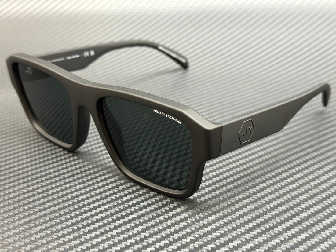 Armani Exchange AX4154SU 807887 Matte Black Grey 56mm Sunglasses with Authenticity: Armani Exchange AX4154SU 807887 Matte Black Grey 56mm Sunglasses with Authenticity Elevate your style with these Armani Exchange AX4154SU sunglasses. Featuring a sleek matte black frame and dark grey