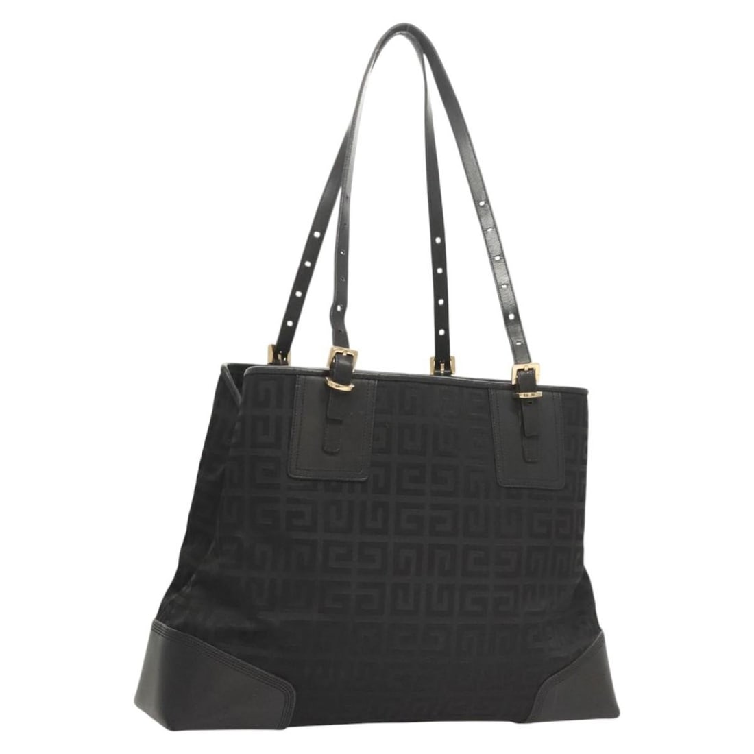 GIVENCHY Black Gold Canvas Tote Bag Auth DI1002: GIVENCHY Black Gold Canvas Tote Bag Auth DI1002 This GIVENCHY tote bag is crafted from durable canvas, featuring a stylish black and gold color scheme. Measuring approximately 15.7 inches in length, 1