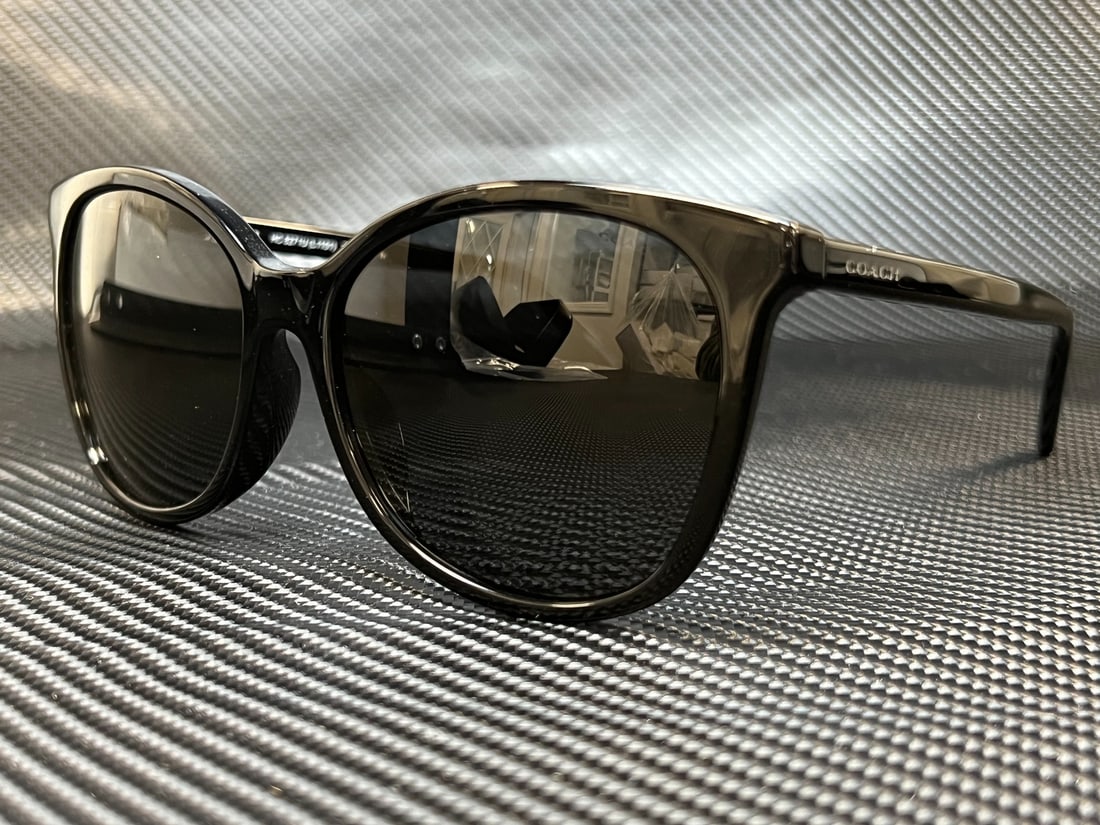 Coach HC8271U 500287 Black Square Women's Sunglasses with Case: Coach HC8271U 500287 Black Square Women's Sunglasses with Case Elevate your style with these Coach HC8271U 500287 sunglasses, designed for women. These chic square sunglasses feature a sleek black fra