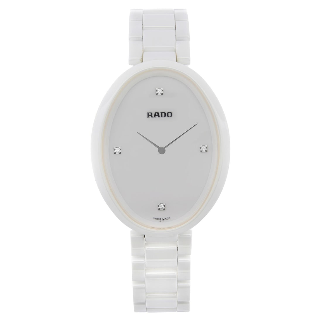 Rado Esenza 33mm White Ceramic Touch Diamond Dial Ladies Watch R53092712: Rado Esenza 33mm White Ceramic Touch Diamond Dial Ladies Watch R53092712 Discover the elegance of the Rado Esenza ladies watch, a stunning timepiece designed for formal occasions. This watch features