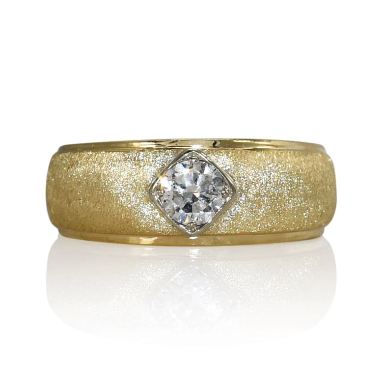 14K Yellow Gold Vintage Diamond Band .50ct Men's Ring (1 of 6)