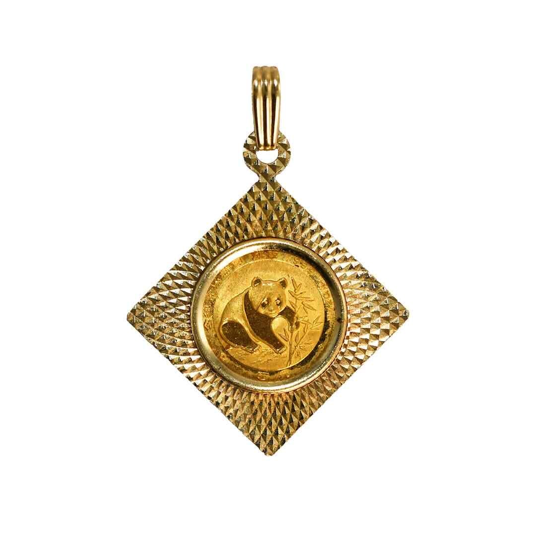 14K Yellow Gold 1988 Gold Panda Coin Pendant 3/4 inch (1 of 5)
