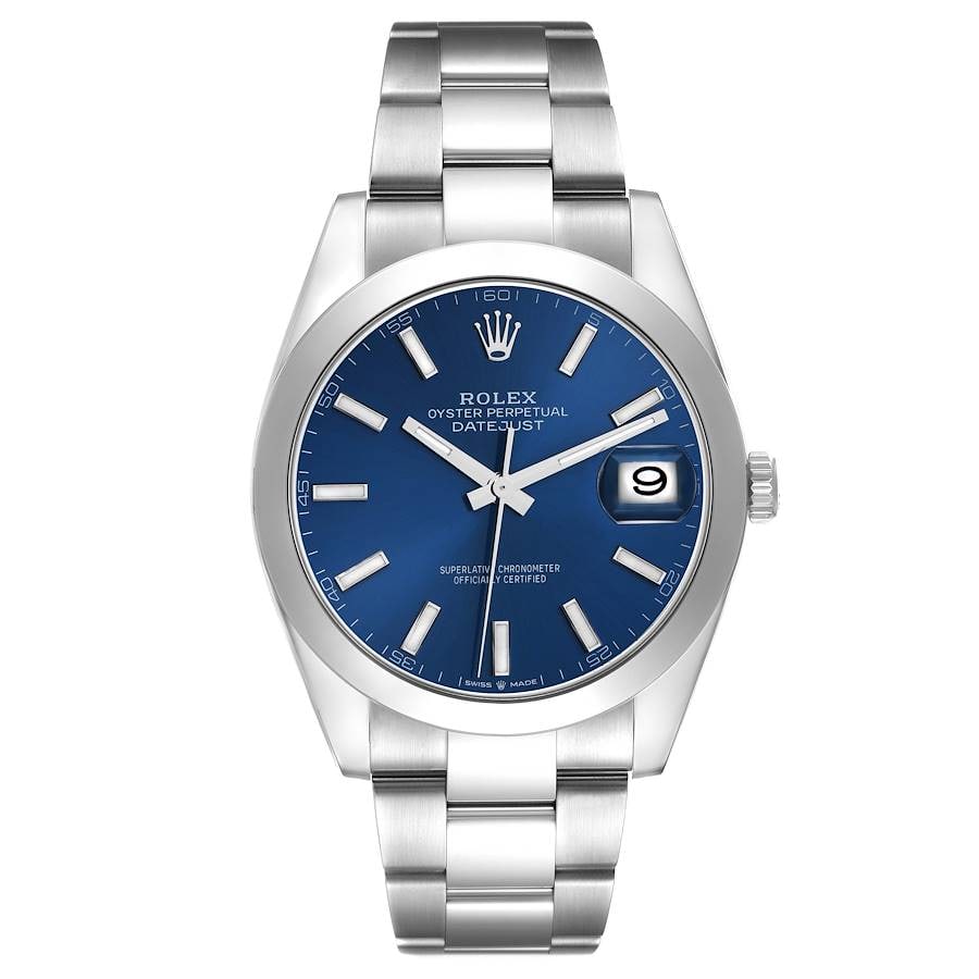 Rolex Datejust 126300 Blue Index Dial Oyster with Warranty Card 2025: Rolex Datejust 126300 Blue Index Dial Oyster with Warranty Card 2025 This exquisite Rolex Datejust timepiece is designed for men and features a sophisticated slate green Roman dial, enhancing its eleg