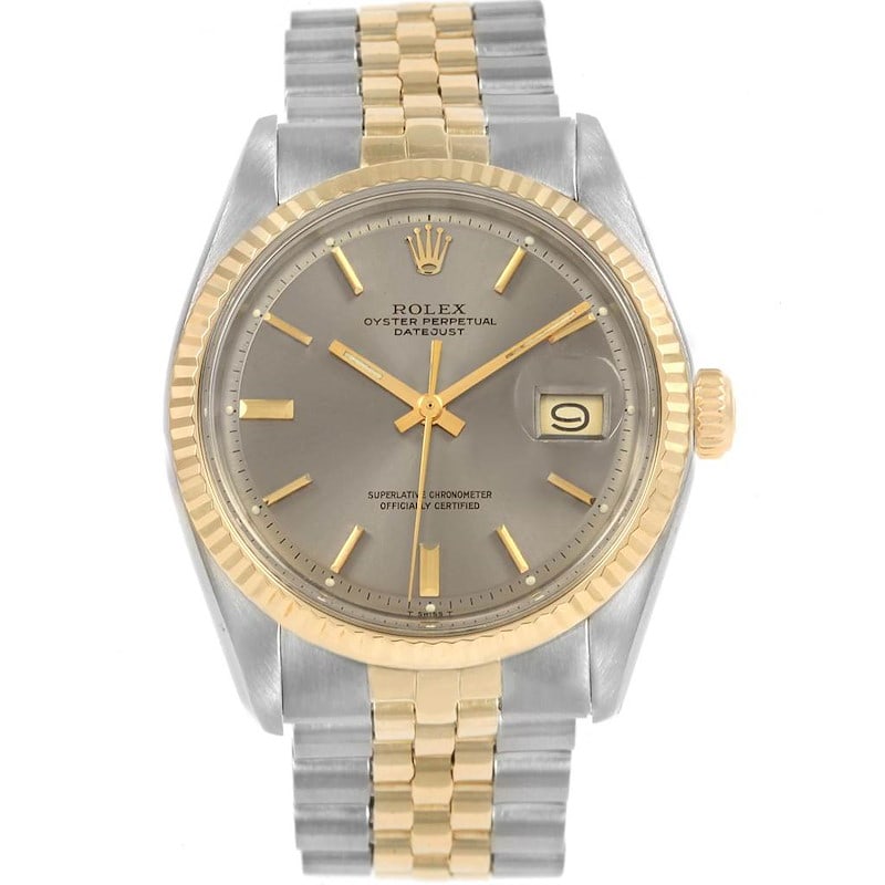 Rolex Datejust Grey Dial Jubilee Bracelet Ref 1601 Men's Watch: Rolex Datejust Grey Dial Jubilee Bracelet Ref 1601 Men's Watch This exquisite Rolex Datejust features a stunning grey dial complemented by a fluted bezel. Crafted for men, this timepiece is part of th