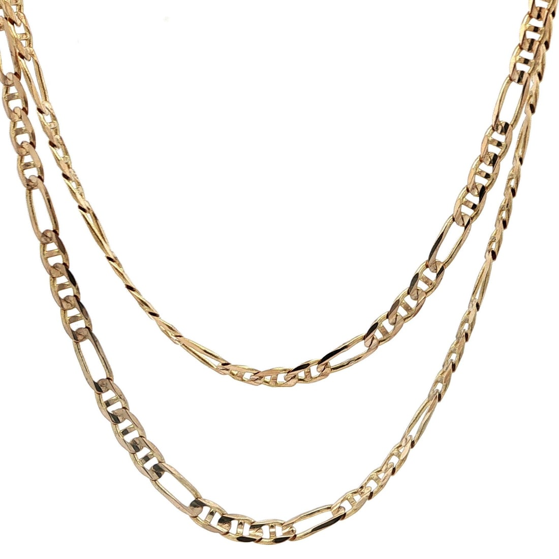 Classic 14k Yellow Gold 20 Inch Figaro Mariner Link Necklace: Classic 14k Yellow Gold 20 Inch Figaro Mariner Link Necklace Introducing a stunning Classic Italian 14k Yellow Gold Polished Figaro Mariner Link Necklace. This exquisite piece features a unique blend 