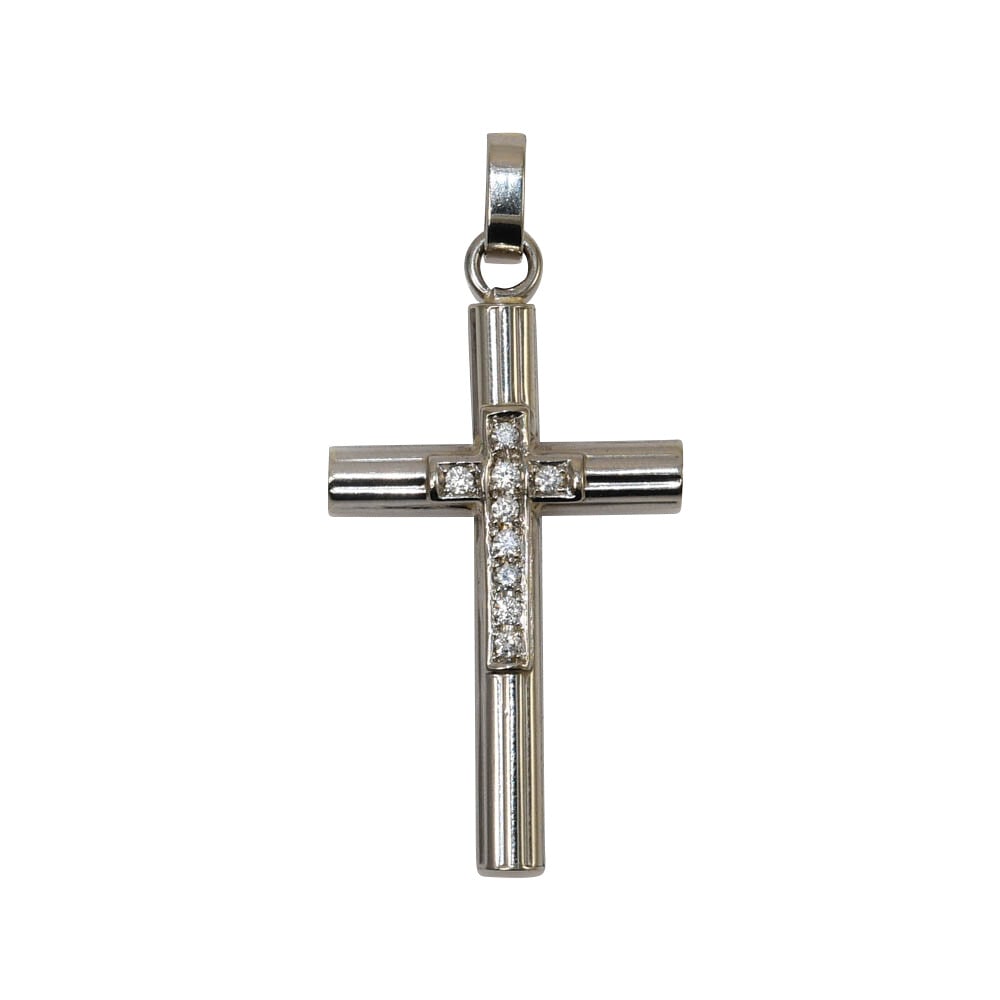 14K White Gold Diamond Cross Pendant .25ct G VS 4.9g: 14K White Gold Diamond Cross Pendant .25ct G VS 4.9g This stunning diamond cross pendant is crafted from 14K white gold, offering a brilliant shine and timeless elegance. Featuring natural round brill
