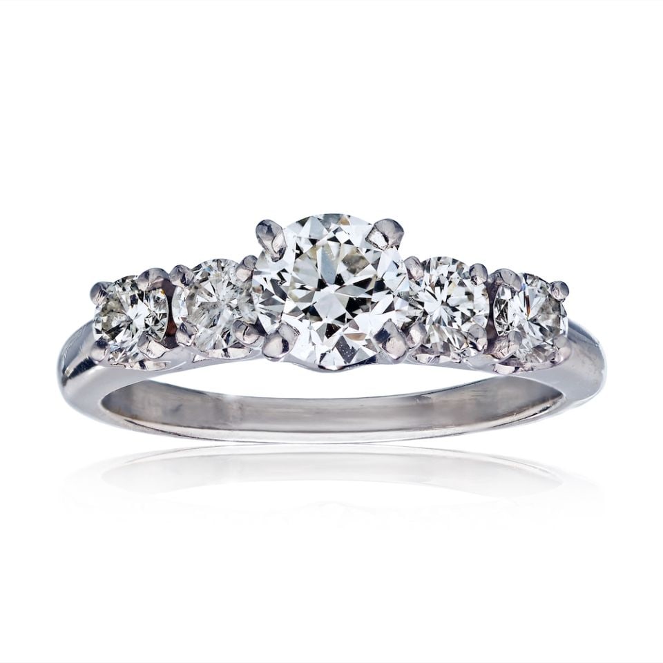 Elegant 14K White Gold .50 Carat H-I VS Round Diamond Engagement Ring: Elegant 14K White Gold .50 Carat H-I VS Round Diamond Engagement Ring This stunning engagement ring features a center round diamond weighing approximately 0.50 carats, rated H-I for color and VS for c