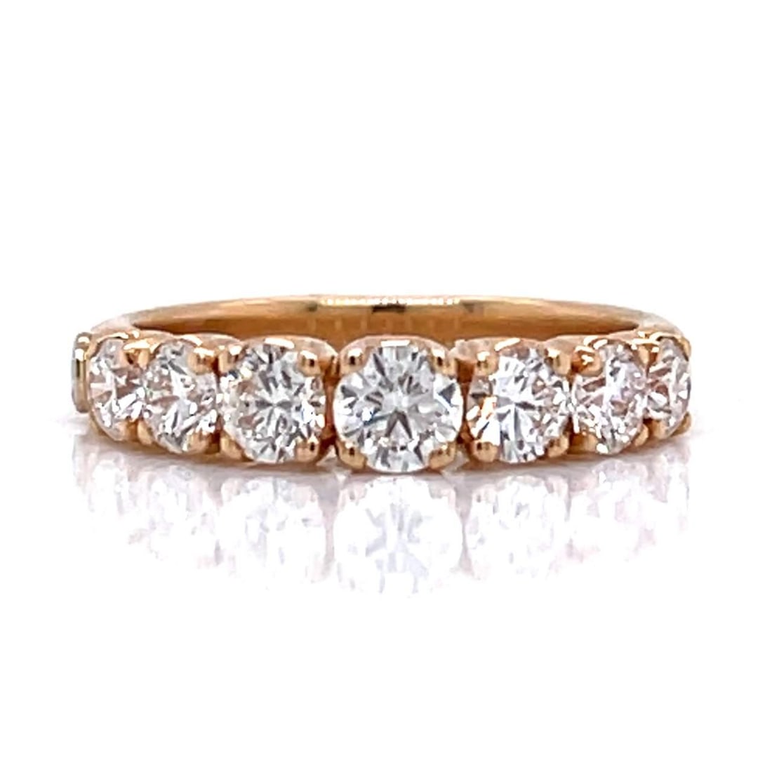 CRIVELLI 18K Rose Gold 1.40 Ct Diamond Ring with 8 Stones: CRIVELLI 18K Rose Gold 1.40 Ct Diamond Ring with 8 Stones This exquisite CRIVELLI anniversary ring features a stunning design crafted from 18K rose gold. The ring is adorned with 8 sparkling diamonds