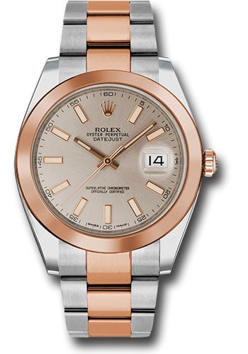 Rolex Datejust 126301 18K RG-SS Sundust Index Dial Oyster: Rolex Datejust 126301 18K RG-SS Sundust Index Dial Oyster This Rolex Datejust features a stunning Sundust Index dial, housed in a smooth bezel and mounted on a classic Oyster bracelet. Designed for me