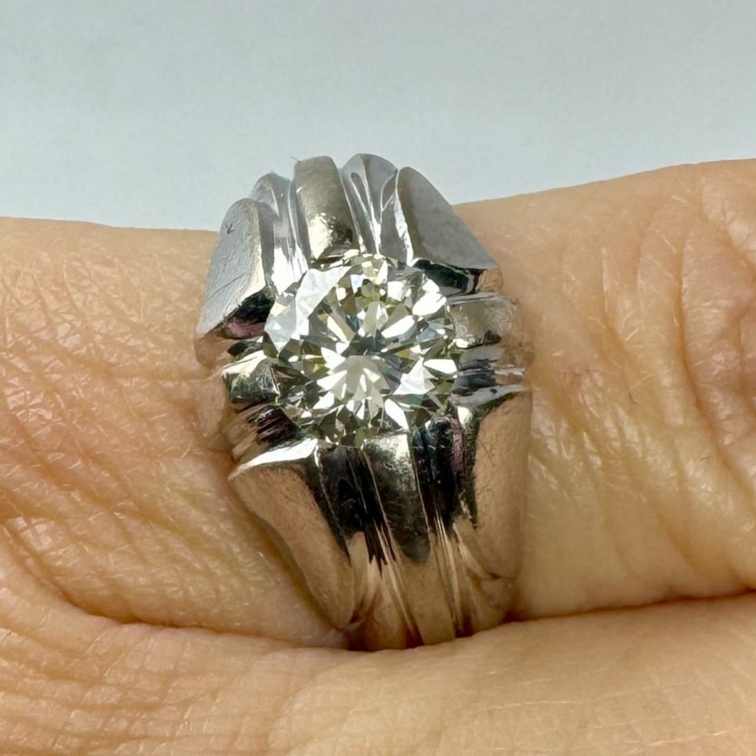Art Deco Platinum Ring 1.10 Ct Diamond J-K VVS1 - 4