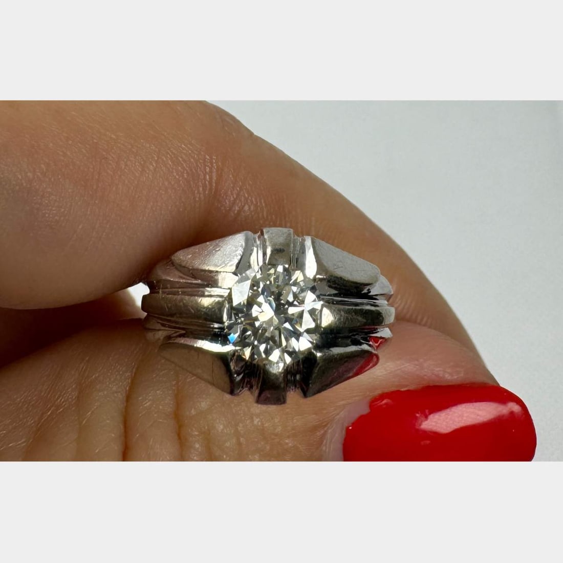 Art Deco Platinum Ring 1.10 Ct Diamond J-K VVS1 - 5