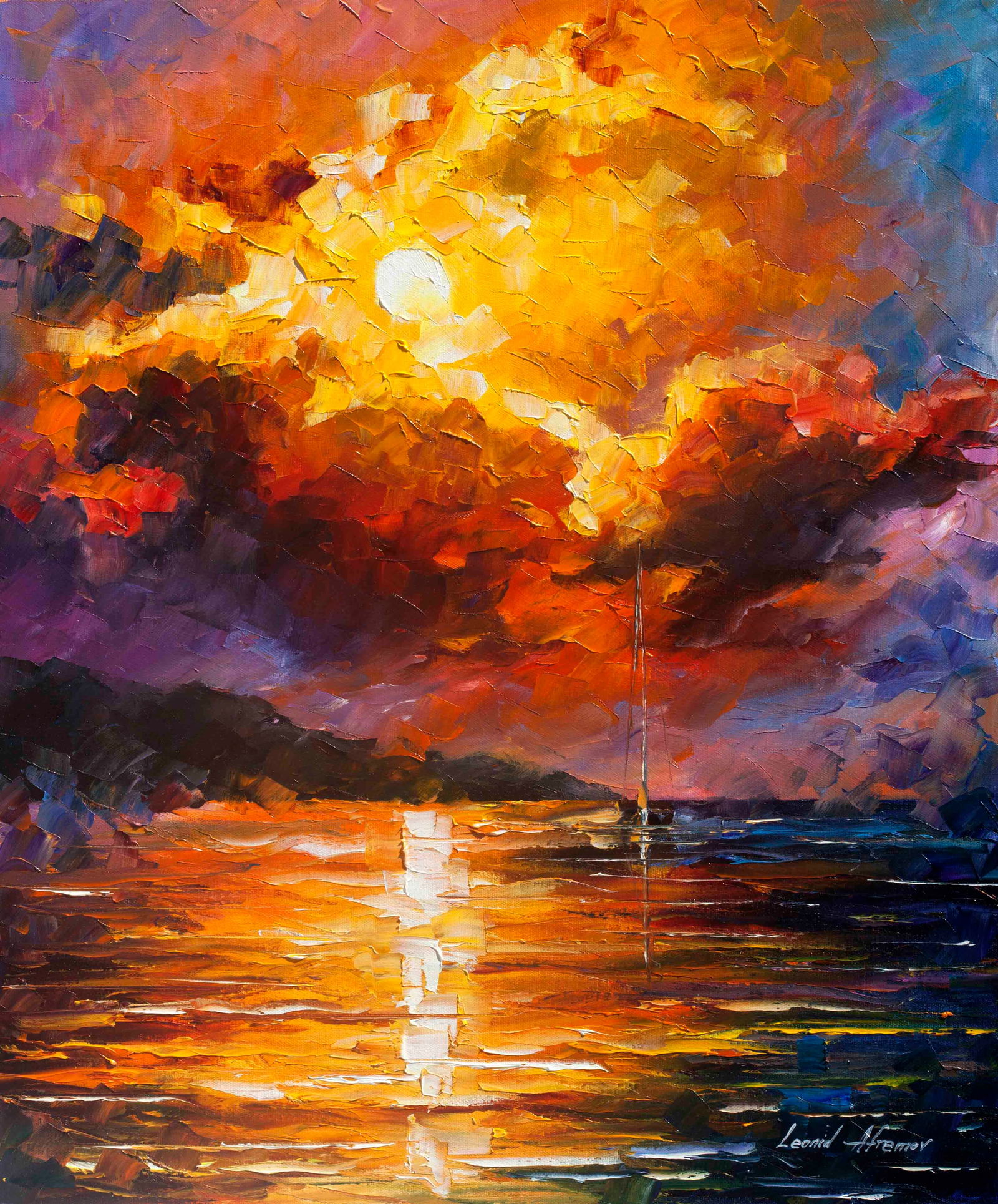 Magnificent Clouds Limited Edition 1/25 Giclee by Leonid Afremov: Magnificent Clouds Limited Edition 1/25 Giclee by Leonid Afremov Experience the vibrant beauty of "Magnificent Clouds," a limited edition giclee artwork by renowned artist Leonid Afremov. This exquisi