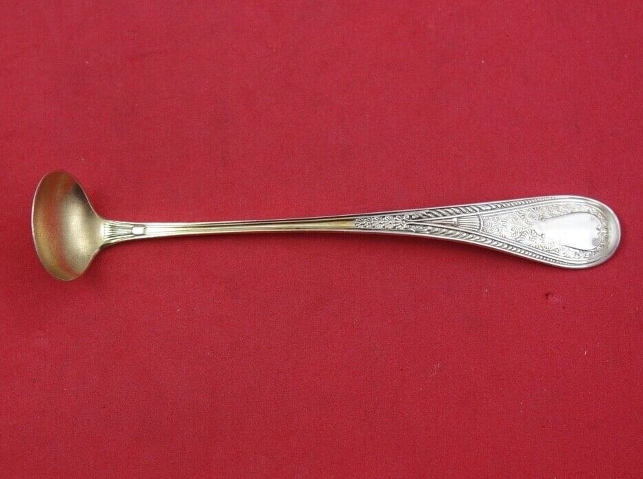 Gorham Hindostanee Sterling Silver Mustard Ladle 4 7/8": Gorham Hindostanee Sterling Silver Mustard Ladle 4 7/8" This exquisite mustard ladle from the Hindostanee pattern by Gorham is a beautiful piece of craftsmanship made from sterling silver. Measuring 4