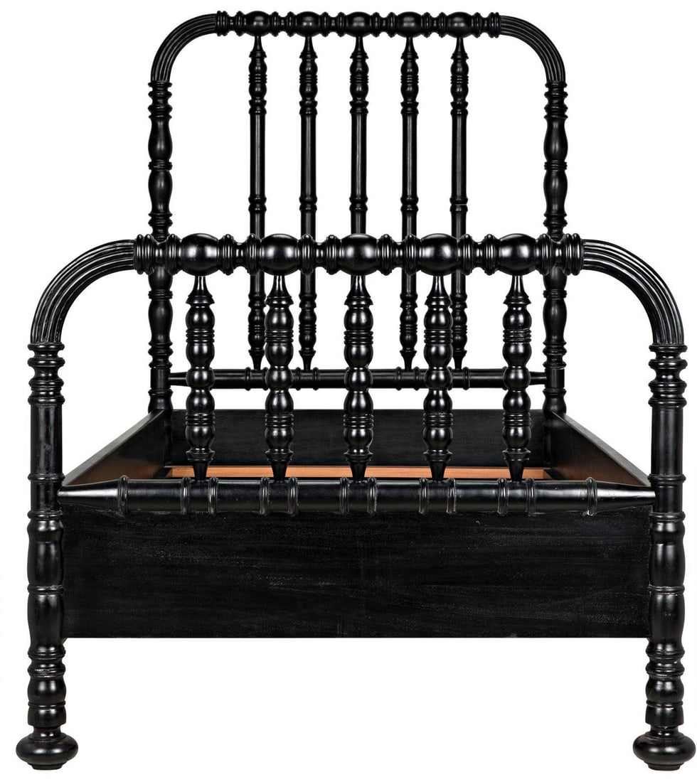 Noir Bachelor Collection Twin Bed Mahogany Hand-Rubbed Black Finish: Noir Bachelor Collection Twin Bed Mahogany Hand-Rubbed Black Finish Discover the elegance of the Traditional Black Mahogany Twin Bed, designed in a classic antique or vintage style. Crafted from high-