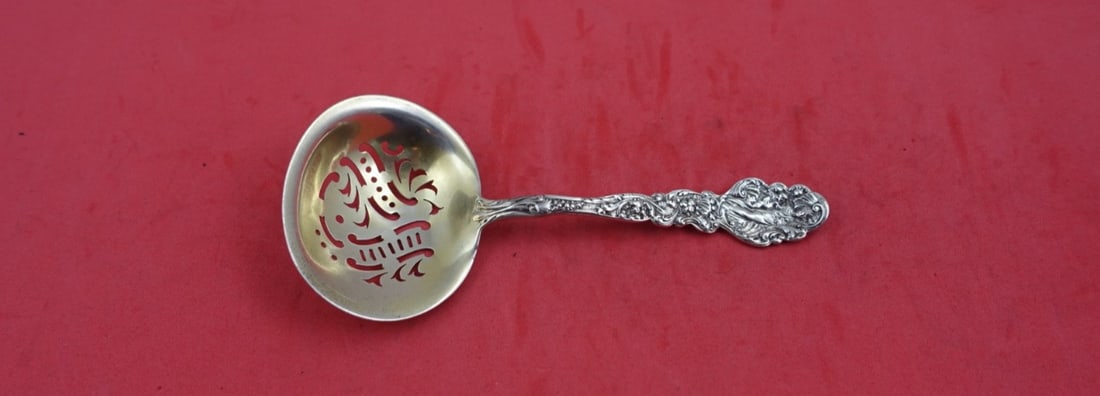 Gorham Versailles Sterling Silver Nut Spoon 5 Inch Pierced: Gorham Versailles Sterling Silver Nut Spoon 5 Inch Pierced This exquisite 5-inch nut spoon from the Versailles pattern by Gorham is crafted from high-quality sterling silver, featuring a faint gold wa