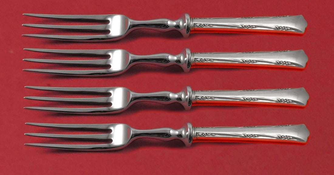Gorham Greenbrier Sterling Silver 4-Piece Fruit Fork Set Custom Made: Gorham Greenbrier Sterling Silver 4-Piece Fruit Fork Set Custom Made Elevate your dining experience with this exquisite 4-piece fruit fork set from the Greenbrier pattern by Gorham. Crafted between 19