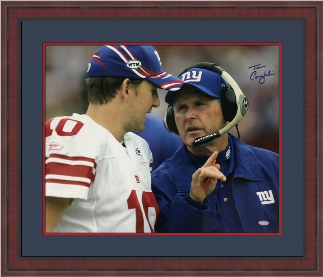 Tom Coughlin Signed Custom Framed Photo with Lawrence Taylor New York Giants Steiner: Tom Coughlin Signed Custom Framed Photo with Lawrence Taylor New York Giants Steiner This stunning custom framed photo features Tom Coughlin, the celebrated football coach of the New York Giants. The