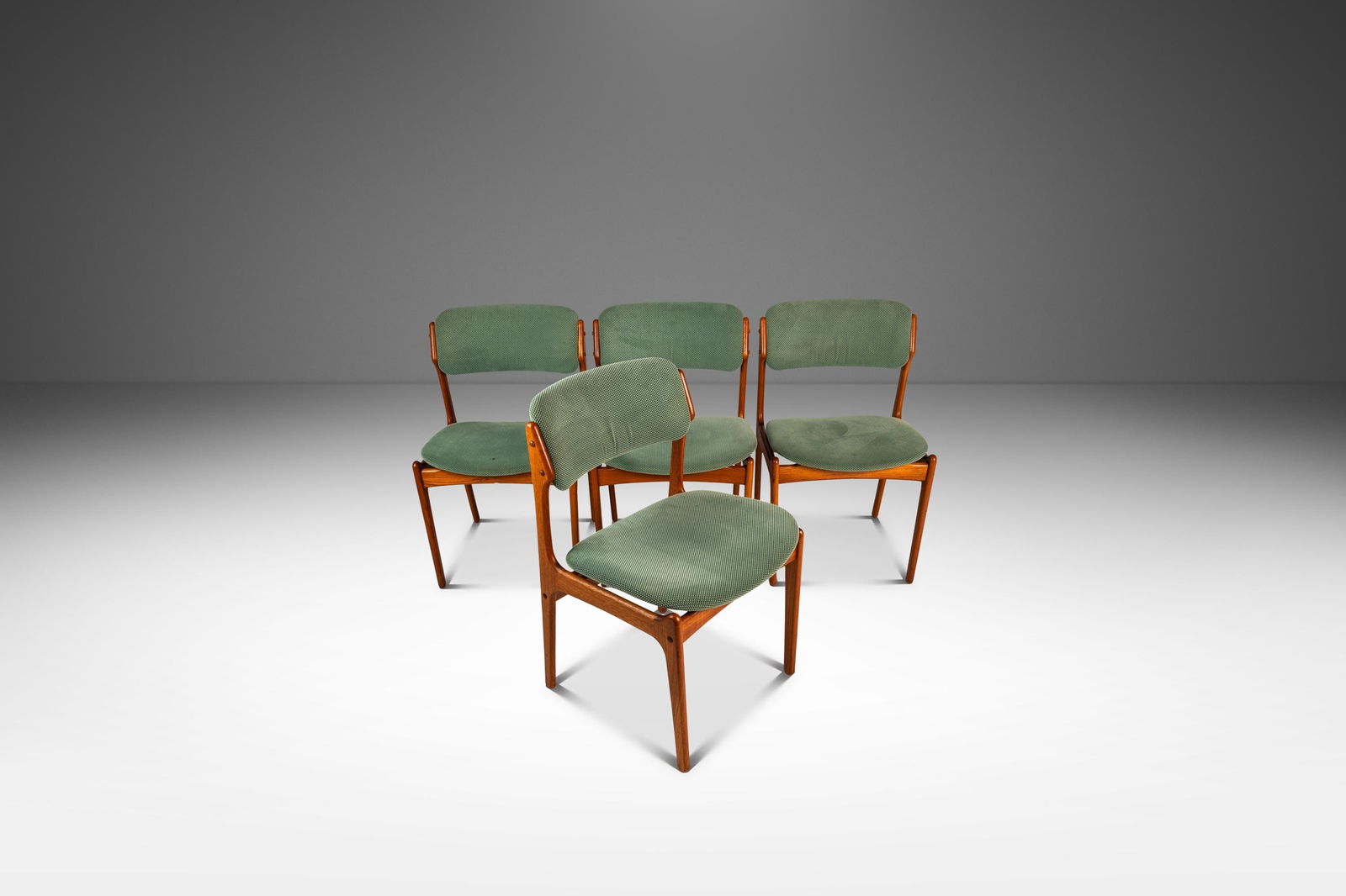 Rare Set of Four Danish Modern Model 49 Dining Chairs by Erik Buch for O. D. Mobler: Rare Set of Four Danish Modern Model 49 Dining Chairs by Erik Buch for O. D. Mobler This ultra-rare set of four vintage Model 49 dining chairs, designed by the renowned Erik Buch for O. D. Mobler in D
