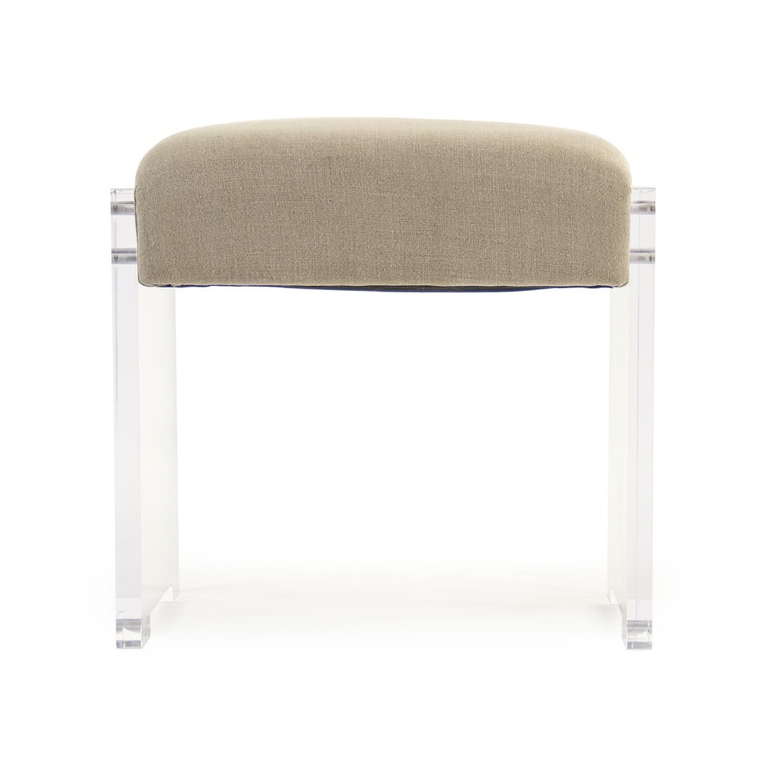 Zentique Adela Transitional Stool with Acrylic Linen and Transparent Legs: Zentique Adela Transitional Stool with Acrylic Linen and Transparent Legs Introducing the Adela Stool, a stylish and versatile piece perfect for any transitional space. This stool features elegant tra