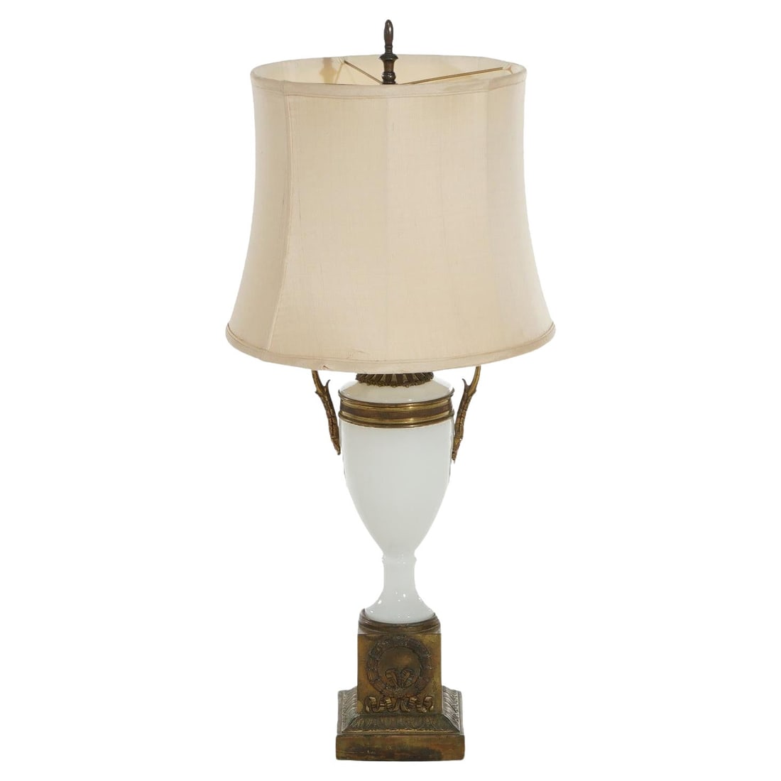Antique Neoclassical Bronze Opaline Glass Table Lamp C1920: Antique Neoclassical Bronze Opaline Glass Table Lamp C1920 Illuminate your space with this stunning Antique Neoclassical Bronze and Opaline Glass Urn Form Table Lamp, crafted around 1920. This elegant