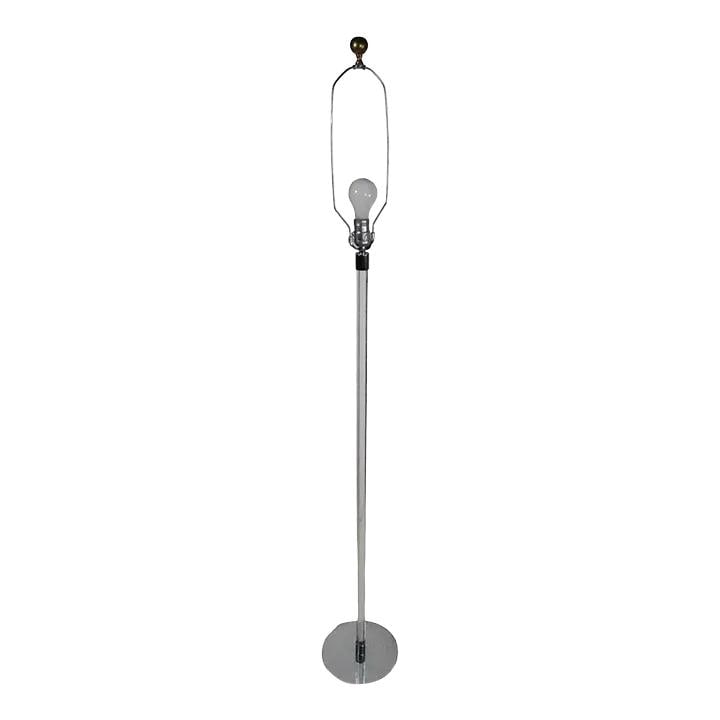 1970s Lucite Chrome Floor Lamp by Peter Hamburger for George Kovacs: 1970s Lucite Chrome Floor Lamp by Peter Hamburger for George Kovacs Illuminate your space with this classic 1970's lucite and chrome floor lamp, attributed to designer Peter Hamburger for George Kovac