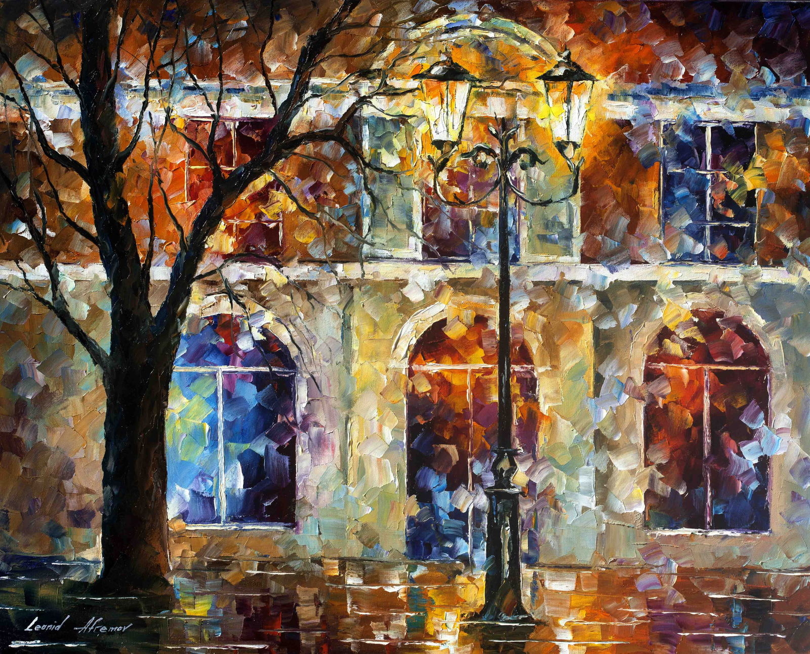 Windows with Memories Original Oil Painting by Leonid Afremov 60x75cm: Windows with Memories Original Oil Painting by Leonid Afremov 60x75cm Experience the beauty of art with "Windows with Memories," an original oil painting by Leonid Afremov. This stunning piece showcas