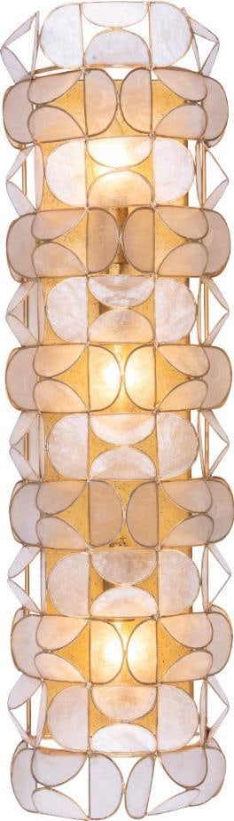Kalco Elegant 3-Light Oxidized Gold Leaf Wall Sconce: Kalco Elegant 3-Light Oxidized Gold Leaf Wall Sconce Enhance your home decor with this elegant crescent wall sconce, designed to bring a touch of sophistication to any room. Crafted from capiz shell a