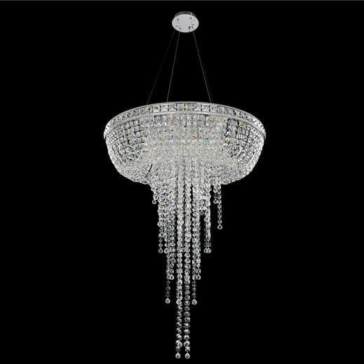 Kalco Cascata 32" Firenze Crystal Convertible Pendant Light: Kalco Cascata 32" Firenze Crystal Convertible Pendant Light Illuminate your space with the stunning Sparkling 32" Firenze Crystal Pendant. This convertible pendant, which can also be used as a flush m