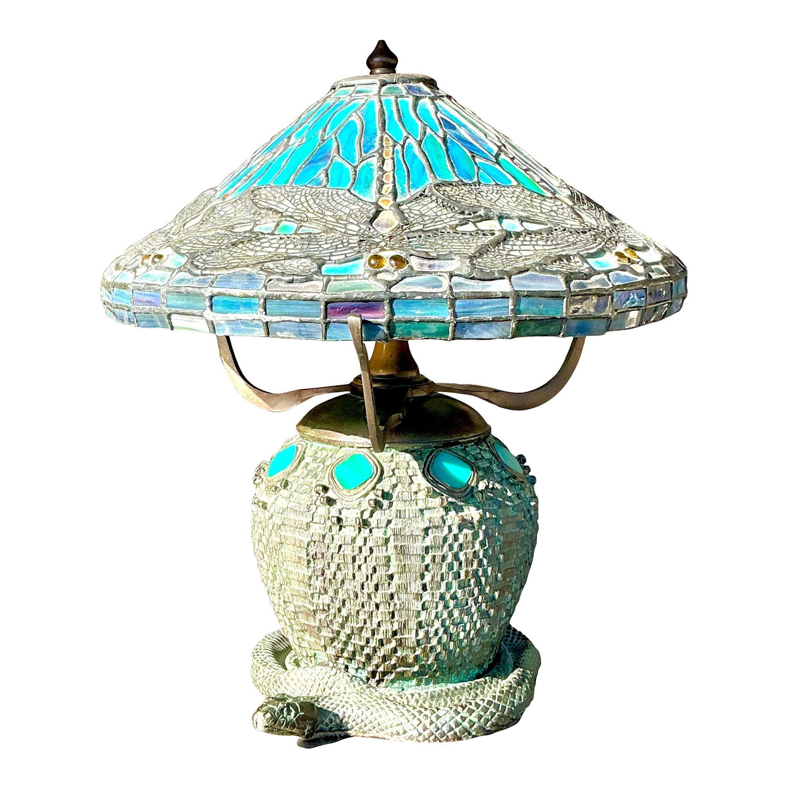 Vintage Boho Dragonfly Glass Lamp Tiffany Inspired Turquoise (1 of 10)