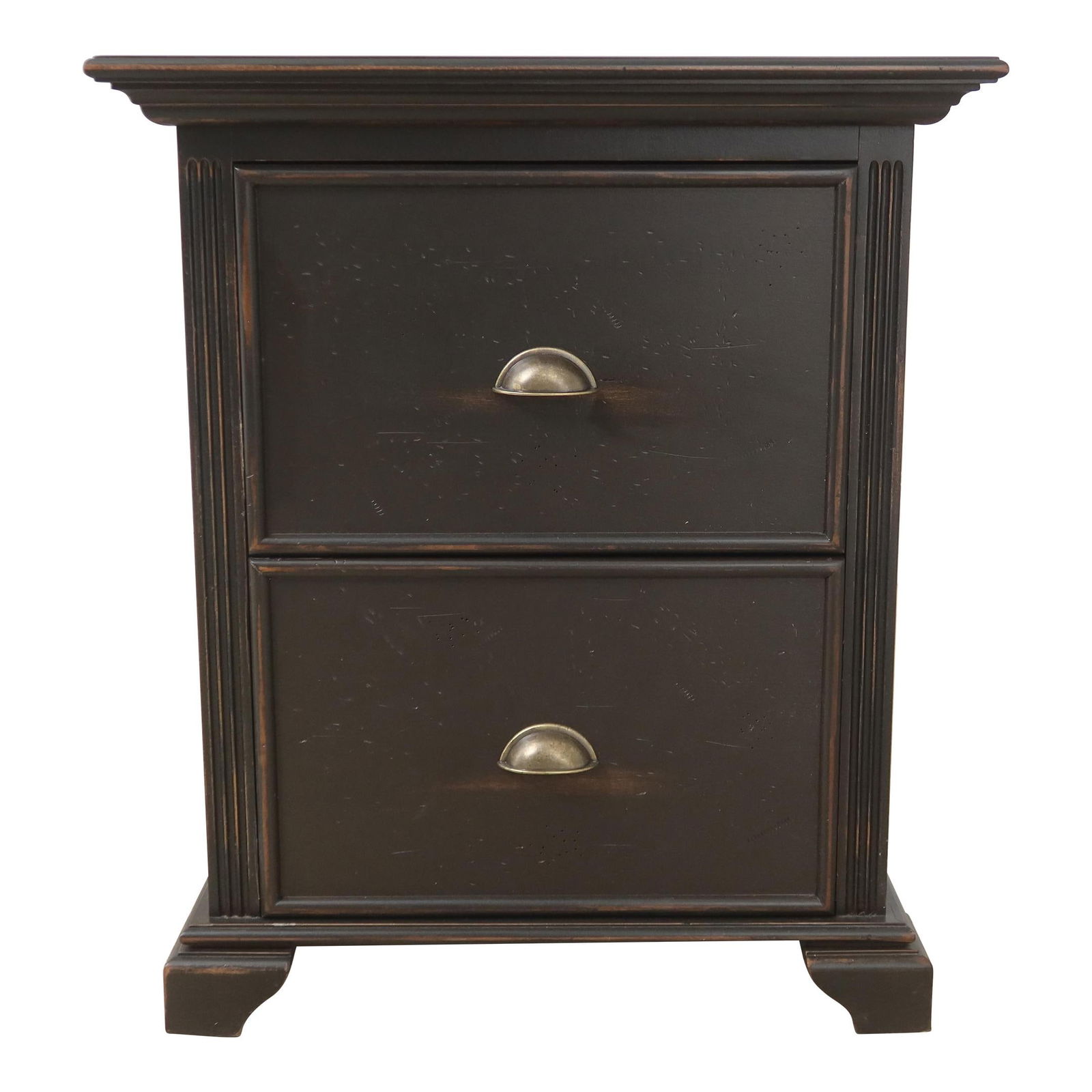 David Lee Rustic 2 Drawer Nightstand Mocha Brown Country Design: David Lee Rustic 2 Drawer Nightstand Mocha Brown Country Design This rustic nightstand features a charming country design with a painted finish in a rich mocha brown that approaches black. With two sp