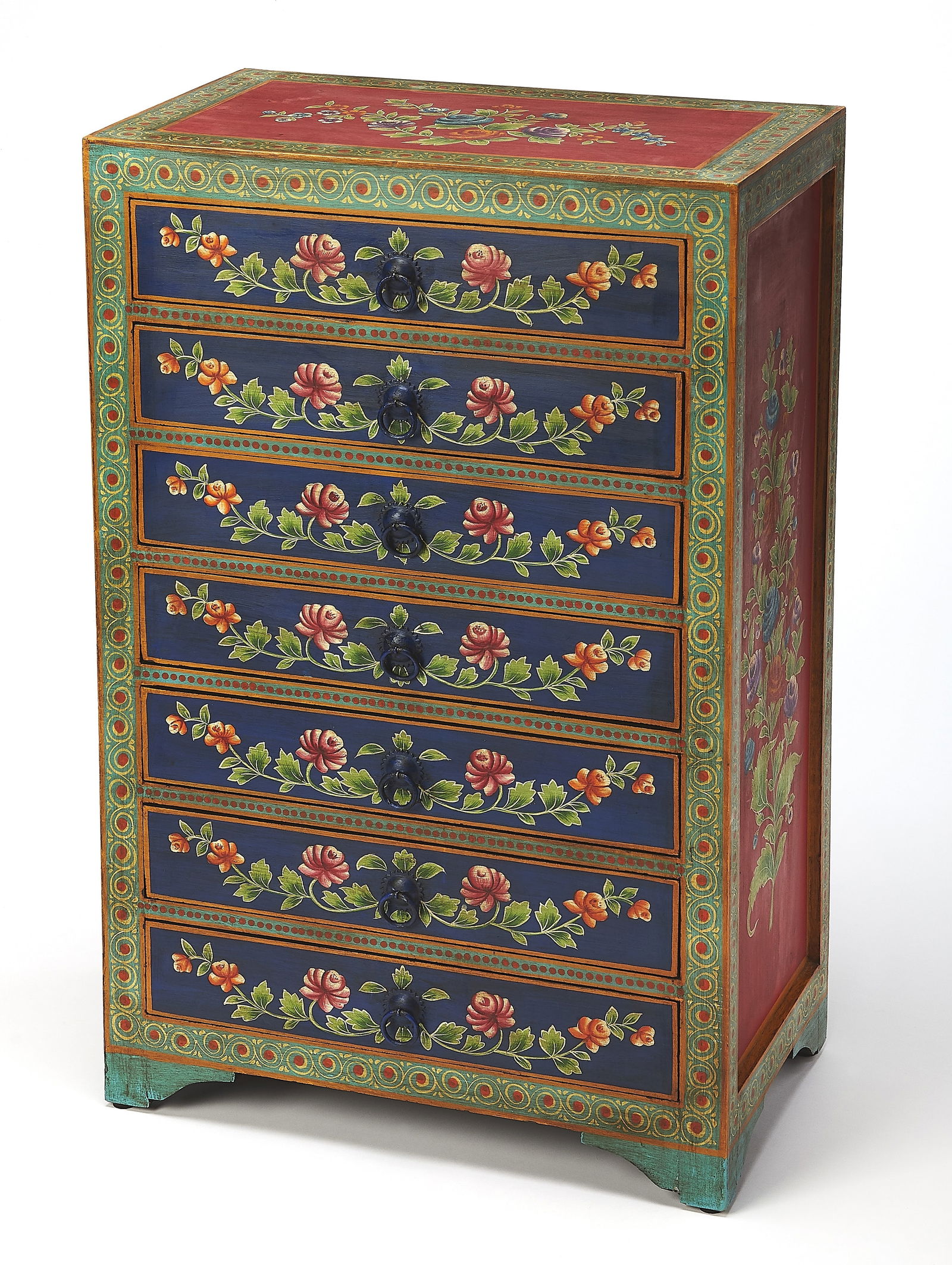 Butler Specialty Zara Chest Multicolored Hand-Painted Meranti Wood: Butler Specialty Zara Chest Multicolored Hand-Painted Meranti Wood Introducing the Butler Specialty Meranti Wood Zara Chest, a stylish and functional addition to any room. This chest features a hand-p