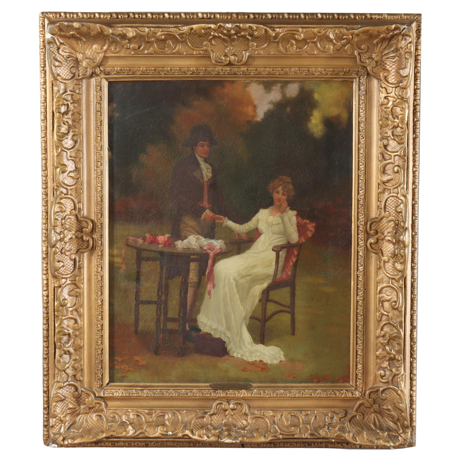 Antique Oil Painting 'The Proposal' by H. Bland Sparks c1890 (1 of 12)