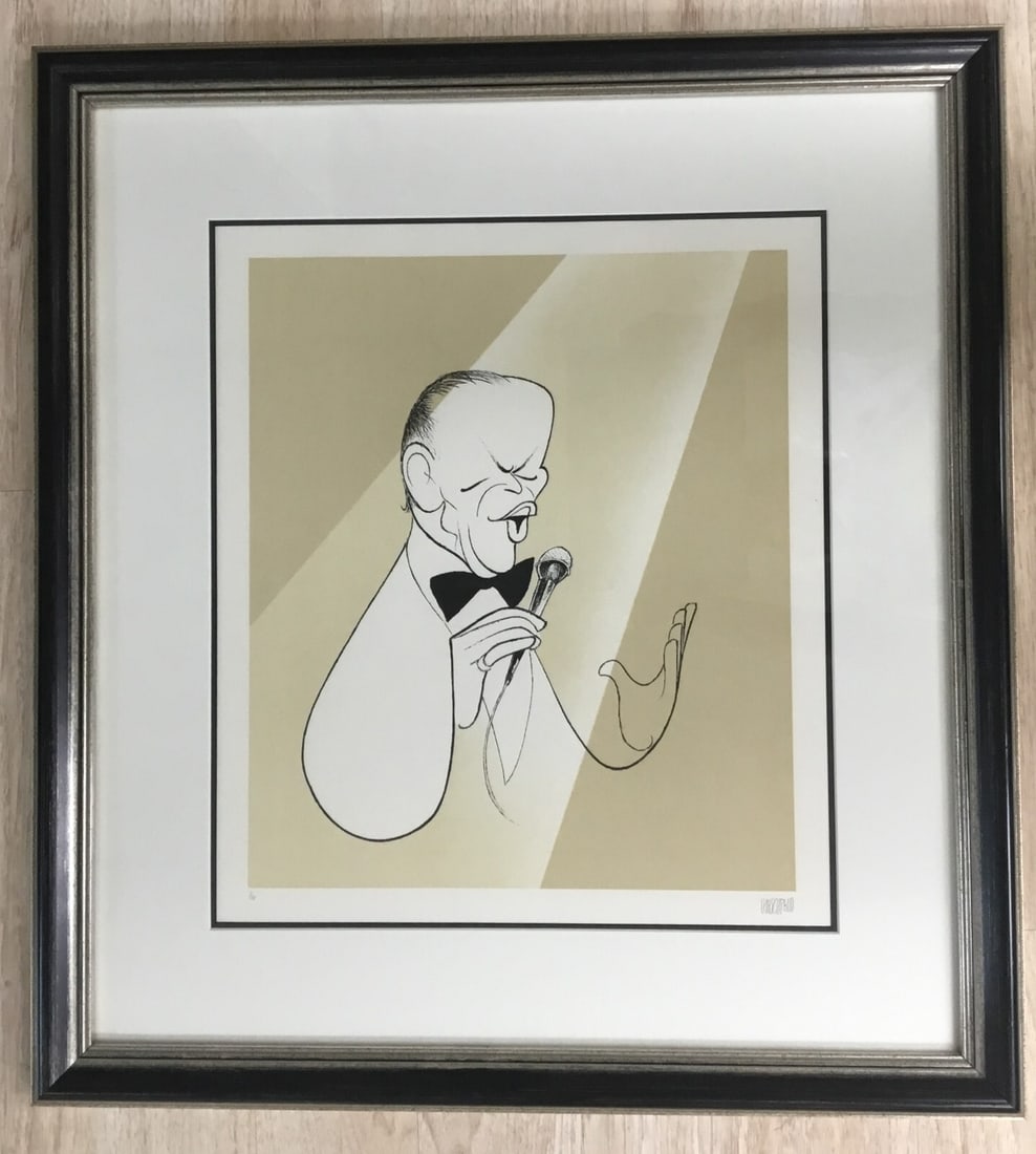 Al Hirschfeld Frank Sinatra Limited Edition Signed Lithograph Custom Framed: Al Hirschfeld Frank Sinatra Limited Edition Signed Lithograph Custom Framed This stunning lithograph titled 'Frank Sinatra Chairman' is a limited edition artwork by the renowned artist Al Hirschfeld,