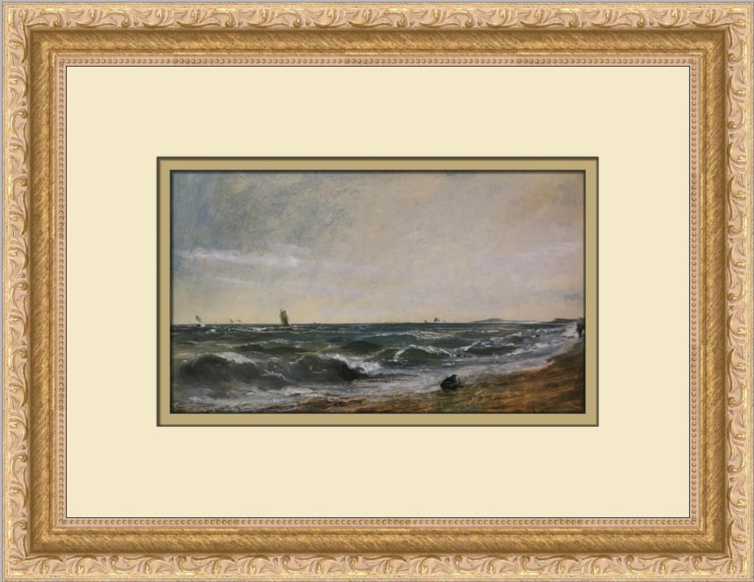 John Constable Coast Scene at Brighton Custom Framed Print 11 x 14: John Constable Coast Scene at Brighton Custom Framed Print 11 x 14 This custom framed print titled "Coast Scene at Brighton" by John Constable captures the serene beauty of a coastal landscape. Create