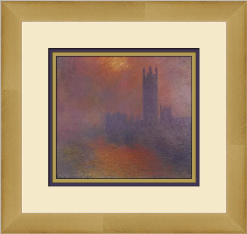 Claude Monet Houses of Parliament in the Fog Custom Framed Lithograph Print (1 of 2)