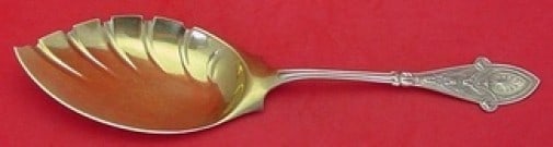 Tiffany & Co Italian Sterling Silver Gold Washed Ice Cream Server 11 1/8": Tiffany & Co Italian Sterling Silver Gold Washed Ice Cream Server 11 1/8" This exquisite ice cream server, crafted by Tiffany & Co. in the elegant Italian pattern, showcases a stunning gold wash over