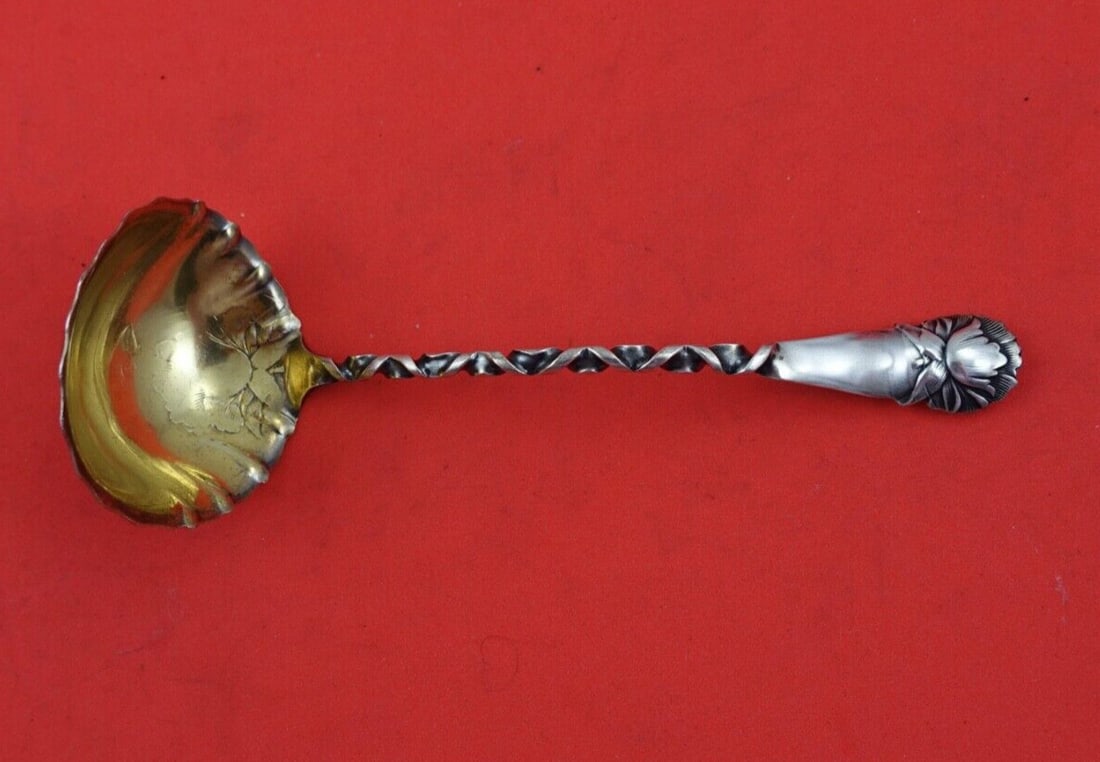 Whiting Sterling Silver Sauce Ladle Number 26 Peony Twisted Handle: Whiting Sterling Silver Sauce Ladle Number 26 Peony Twisted Handle This exquisite sauce ladle, known as Number 26 or Peony, is crafted from fine sterling silver by Whiting. Featuring a beautifully twi