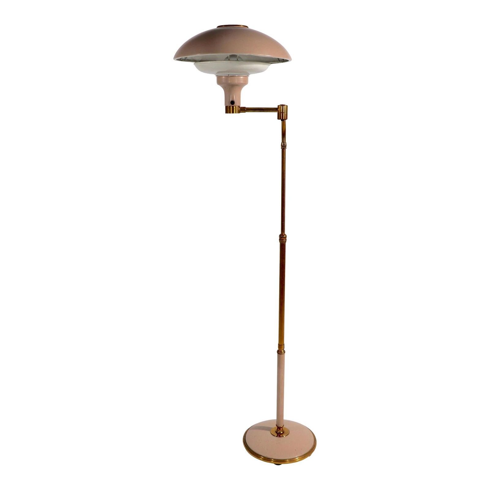 Mid Century Adjustable Brass Floor Lamp by Gerald Thurston for Lightolier: Mid Century Adjustable Brass Floor Lamp by Gerald Thurston for Lightolier Elevate your space with this Adjustable Floor Lamp, a classic design by Gerald Thurston for Lightolier. This Mid Century sauce